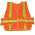 1235 Orange Economy Mesh Chevron Reflective Tape Vest